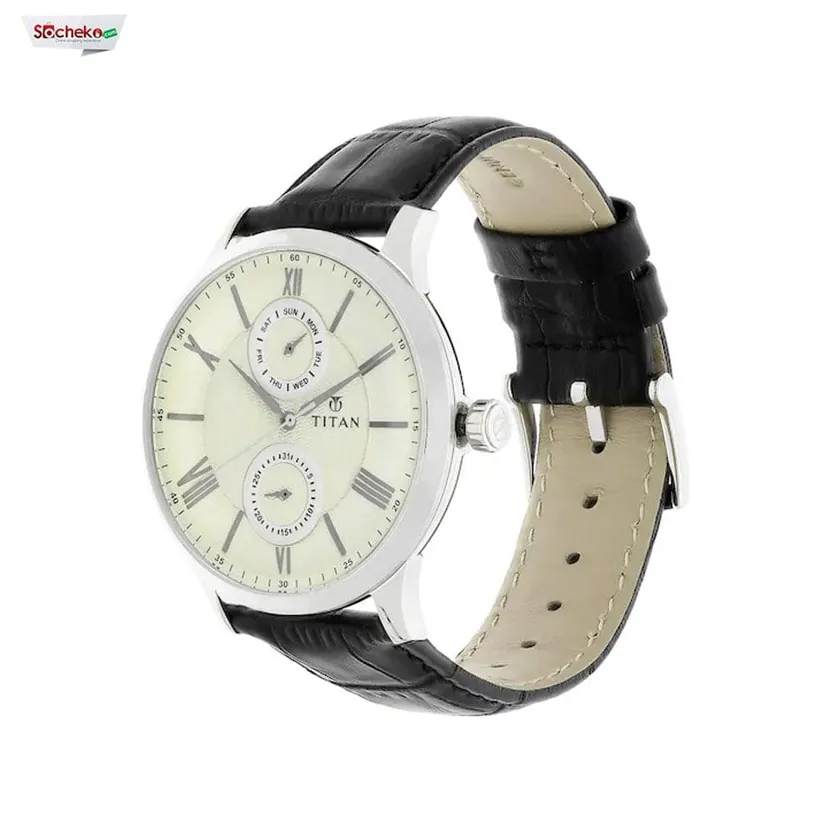 Buy Online Titan Quartet Silver Dial Quartz Multifunction Leather Strap  watch for Men - nr1882nl01 | Titan