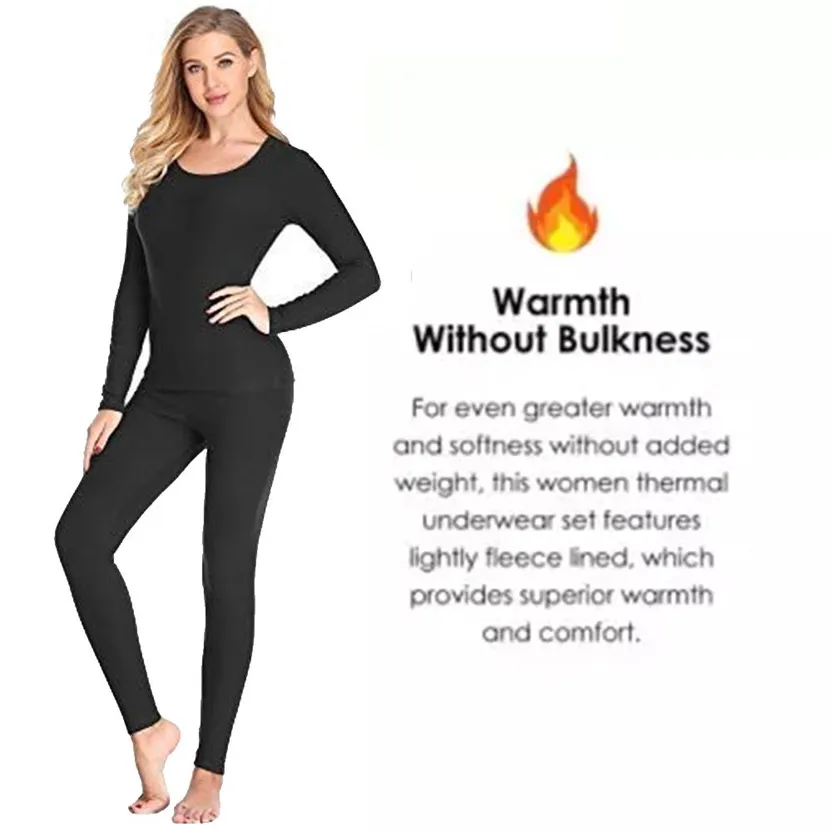 Womens Thermal Underwear Ultra-soft Base Layer Long Johns Set