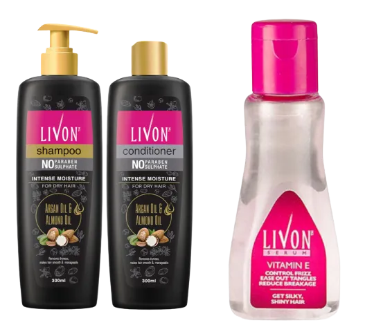 Livon Shampoo /Conditioner/Hair Serum combo Pack Of 3,700ml
